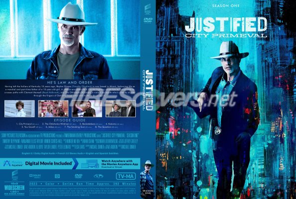 Click to view full size image
==============
Justified City Primeval (2023) Season One Custom DVD Cover
Justified City Primeval (2023) Season One Custom DVD Cover
