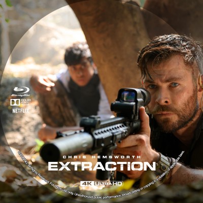 Click to view full size image
==============
Extraction (2020) Custom UHD 4K Blu-ray Disc Label
Extraction (2020) Custom UHD 4K Blu-ray Disc Label