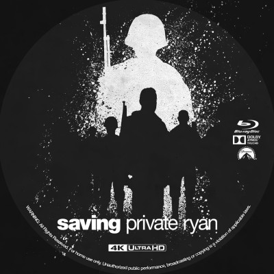 Click to view full size image
==============
Saving Private Ryan (1998) Custom UHD 4K Blu-ray Disc Label
Saving Private Ryan (1998) Custom UHD 4K Blu-ray Disc Label