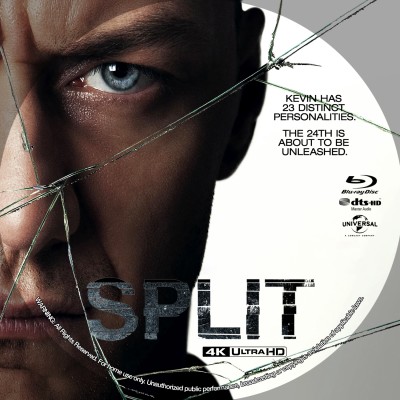 Click to view full size image
==============
Split (2016) Custom UHD 4K Blu-ray Disc Label
Split (2016) Custom UHD 4K Blu-ray Disc Label