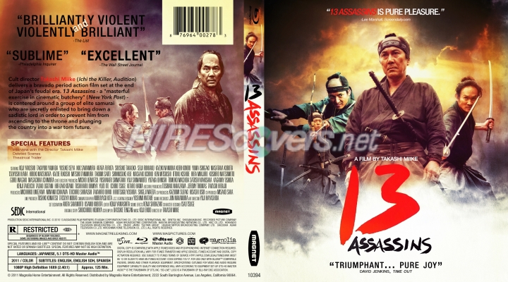 13 Assassins DVD Cover, DVD Label, Blu-Ray Cover, Blu-Ray Label