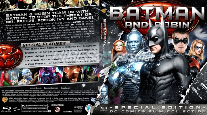 Click to view full size image
==============
Batman & Robin (1997) Custom Blu-ray Cover
Blu-ray Cover for "Batman & Robin" (1997). Part of the "DC Comics Film Collection" of custom covers and labels.
If you use this, please take the time to rate and comment. Please do not upload my covers to any other sites.
Batman & Robin (1997) Custom Blu-ray Cover
Blu-ray Cover for "Batman & Robin" (1997). Part of the "DC Comics Film Collection" of custom covers and labels.
If you use this, please take the time to rate and comment. Please do not upload my covers to any other sites.