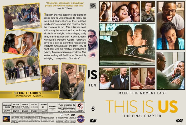 Click to view full size image
==============
This Is Us - Season 6 (Spanning Spine) Custom DVD Cover
requested by tomboy53
Please have the courtesy to leave a comment if you download this - THANKS :)
This Is Us - Season 6 (Spanning Spine) Custom DVD Cover
requested by tomboy53
Please have the courtesy to leave a comment if you download this - THANKS :)
