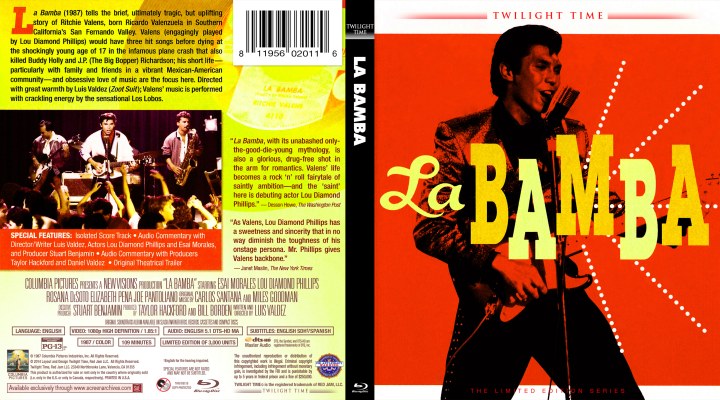 Click to view full size image
==============
La Bamba (1987) Retail Blu-ray Cover
R1 Retail Scan (Blu-ray)
Keywords: La Bamba 1987 Twilight Time Screen Archives Entertainment Exclusive The Limited Edition Series Scanned Blu-Ray Covers BabyGirl21 La Bamba (1987) Retail Blu-ray Cover
R1 Retail Scan (Blu-ray)
Keywords: La Bamba 1987 Twilight Time Screen Archives Entertainment Exclusive The Limited Edition Series Scanned Blu-Ray Covers BabyGirl21